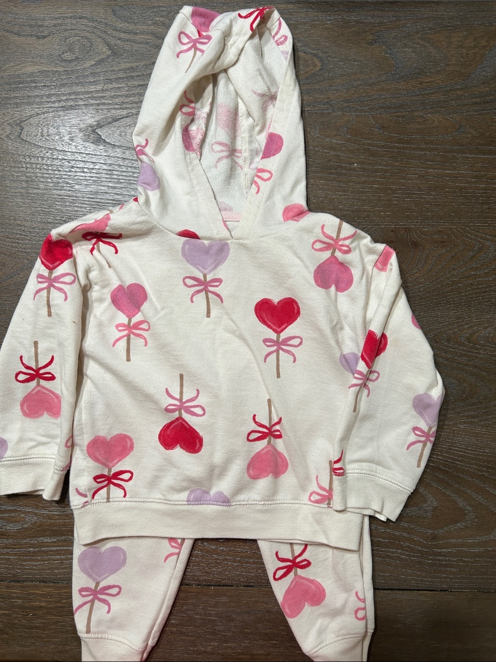Carter’s 2T Hoodie & Leggings Set Heart Lollipop Print Valentine’s Day Outfit